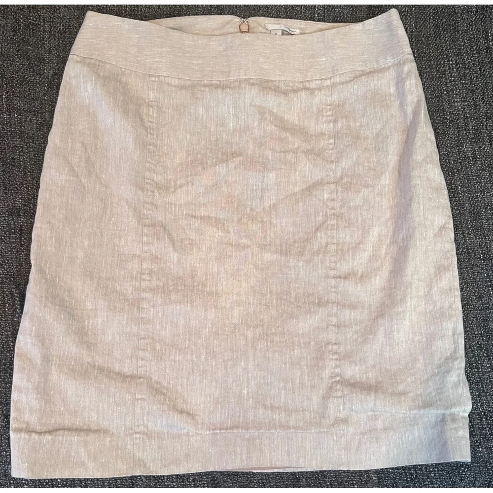 Halogen Womens Linen Blend Pencil Skirt Beige Size 8 Professional HA274781